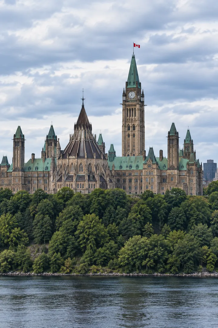 Ottawa skyline with the Parliament buildings above the river.